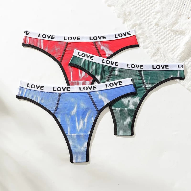 Set da 3 pezzi di slip a vita bassa da donna con lettera personalizzata, elastico in vita, sexy, traspirante, divertente, a triangolo.