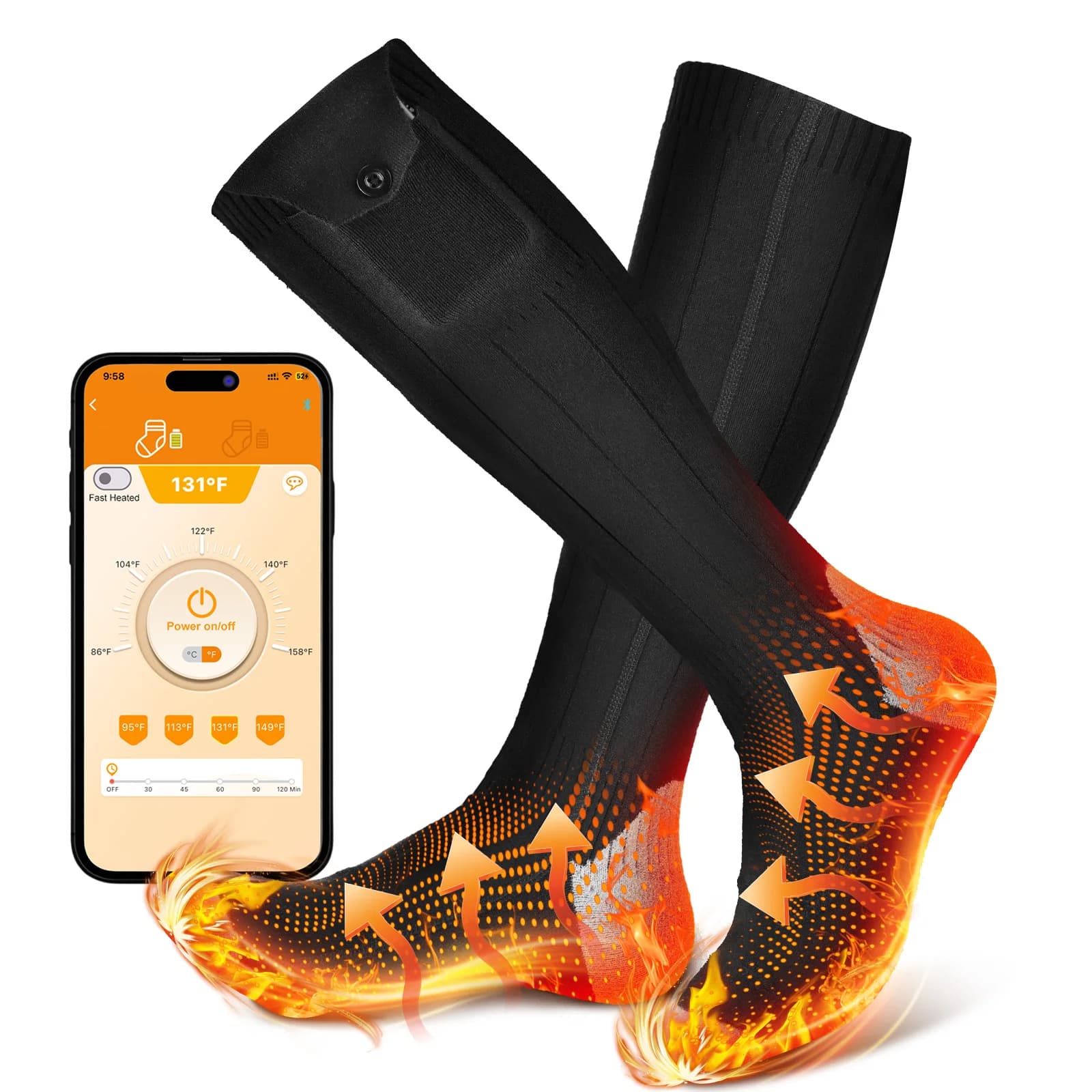 APP Control Heating Socks Winter Thermal Socks Rechargeable Anti-Cold Women Men Heated Foot Warmer Outdoor Camping Ski Sports