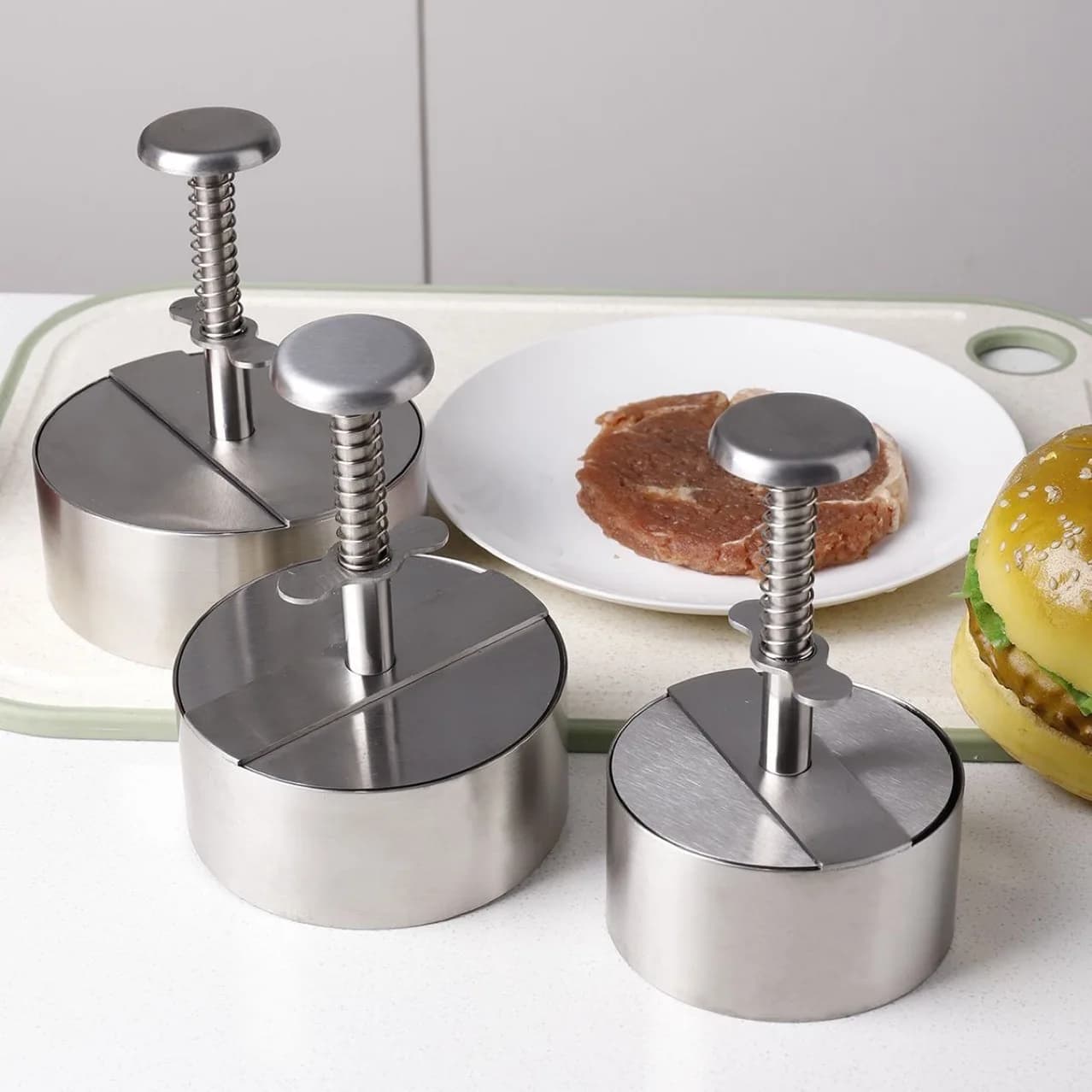 96N Stainless Steel Burger Press Patty Maker Machine, Manual Dumpling Wrapper Dough Press, Kitchen Cooking Tool 8/10/11/14CM