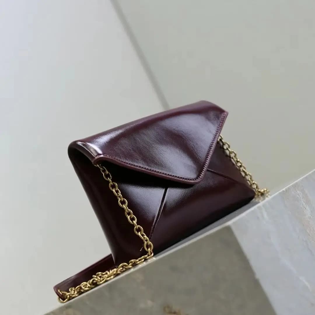 Wine Red Leather Envelope Crossbody Clutch Bag, Luxury Multi-Way Handbag