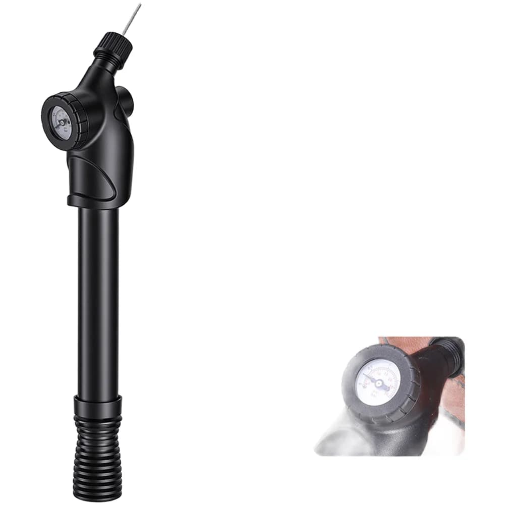 Double acting pump with double pressure gauge 11B 15B, manual air pump with high pressure gauge for basketball, football, volleyball, laptop.