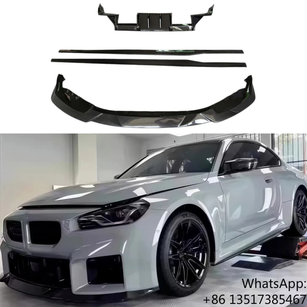 Automotive Aerodynamic Kit with Dry Carbon Fiber R44 Style Front Lip and Rear Diffuser Side Skirt for BMW M2 (G87)