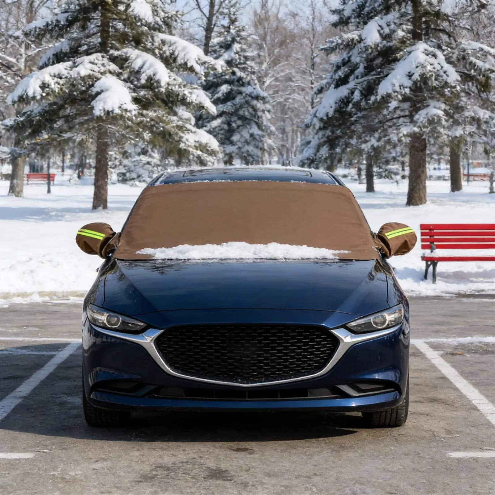 Copertura per parabrezza per ghiaccio e neve Pelle PU Antivento Impermeabile Accessori auto Parabrezza Parasole per sedani Inverno Estate
