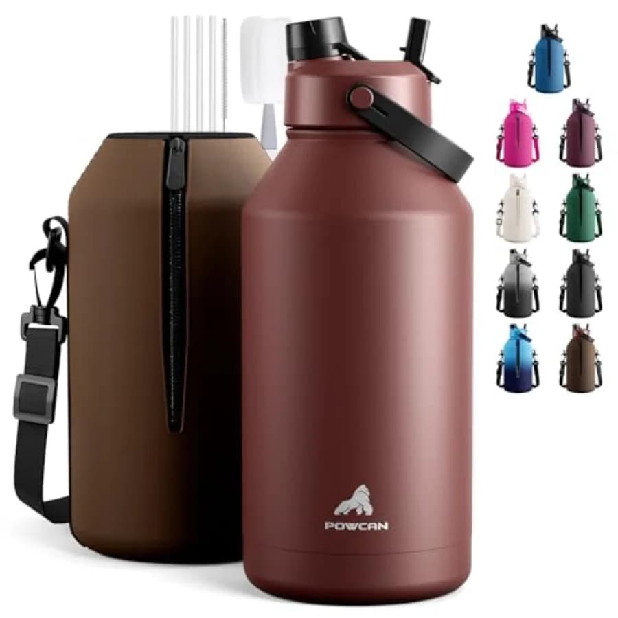 Borraccia Termica da 64 oz con Borsa per il Trasporto, Coperchio Antigoccia con Cannuccia e Beccuccio, Mantiene il Freddo per 48H, Spazzola per la Pulizia, Acciaio Inossidabile Senza BPA