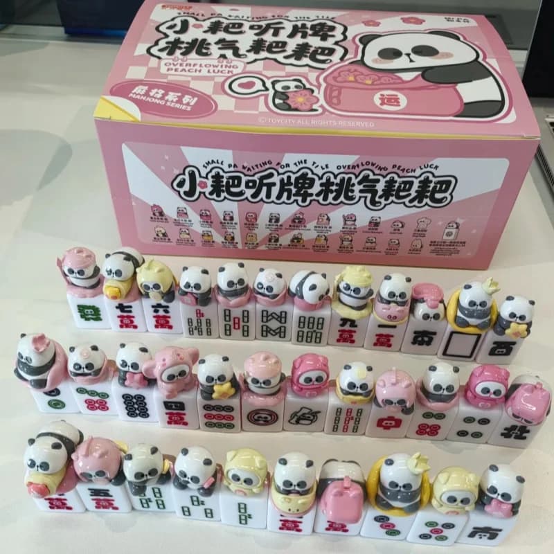 Mr. Pa Blind Bag Mahjong Series Overflowing Peach Luck Cute Panda Figurine Desktop Decoration For Adult Holiday Xmas Gift