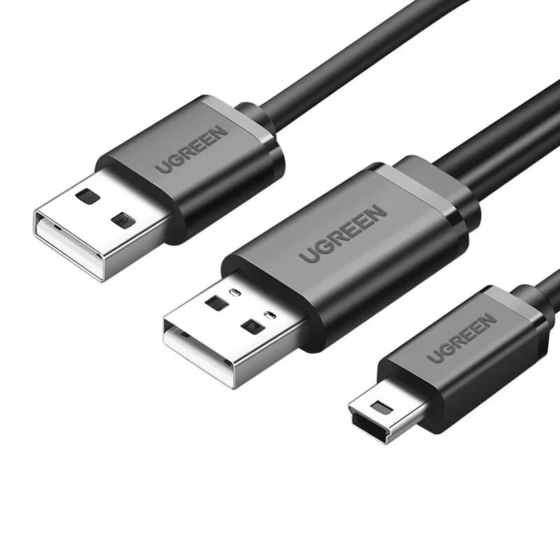 UGREEN USB 2.0 dual charger cable to MINI USB (Port T) Data transmission cables
