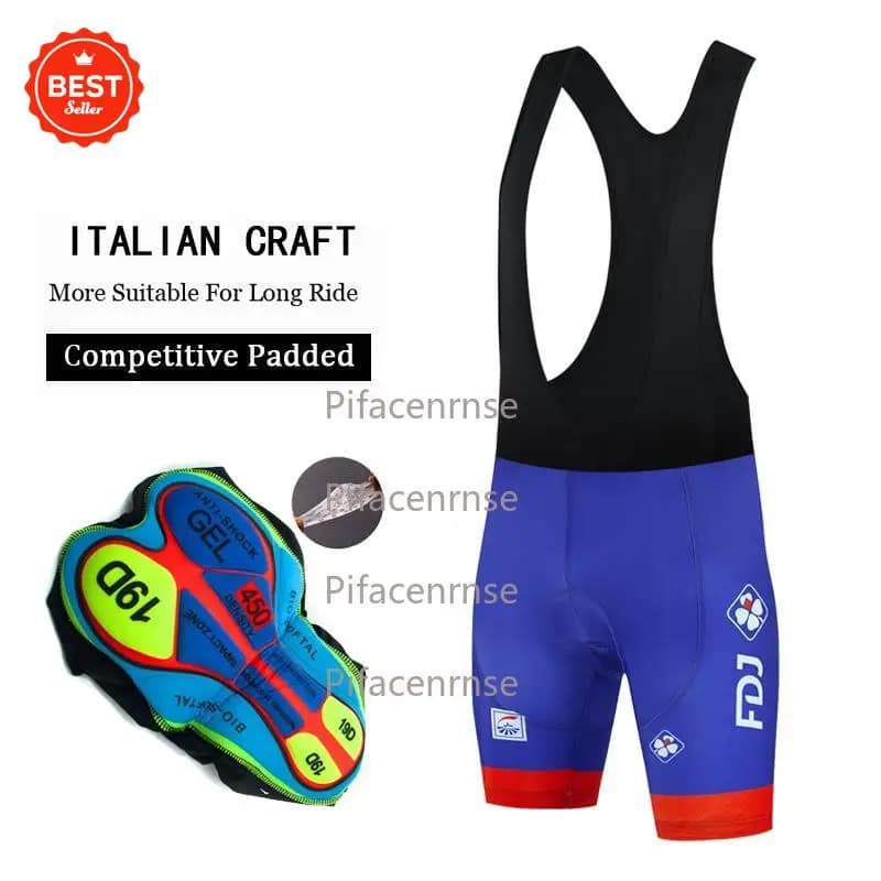 FDJ Summer Men Bike 19D Gel Padded Bicycle Pants Cycling Bib Shorts Road Bike Bibs Tights Cycling MTB Bib Pants Quick Dry
