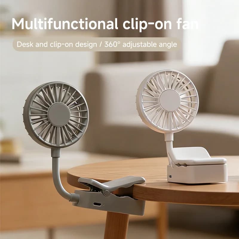Ventilatore Multifunzionale a Clip 360 ° Mini ventilatore da scrivania ricaricabile USB regolabile per passeggino e ufficio