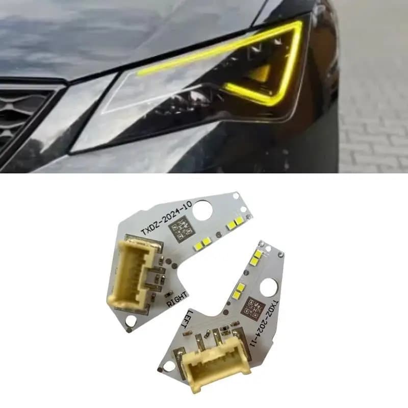 Yellow Daytime Running Light DRL Boards For 2017 2018 2019 2020 Seat Leon Cupra LED Headlight Angel Eyes 5F0941475A 5F0941476A