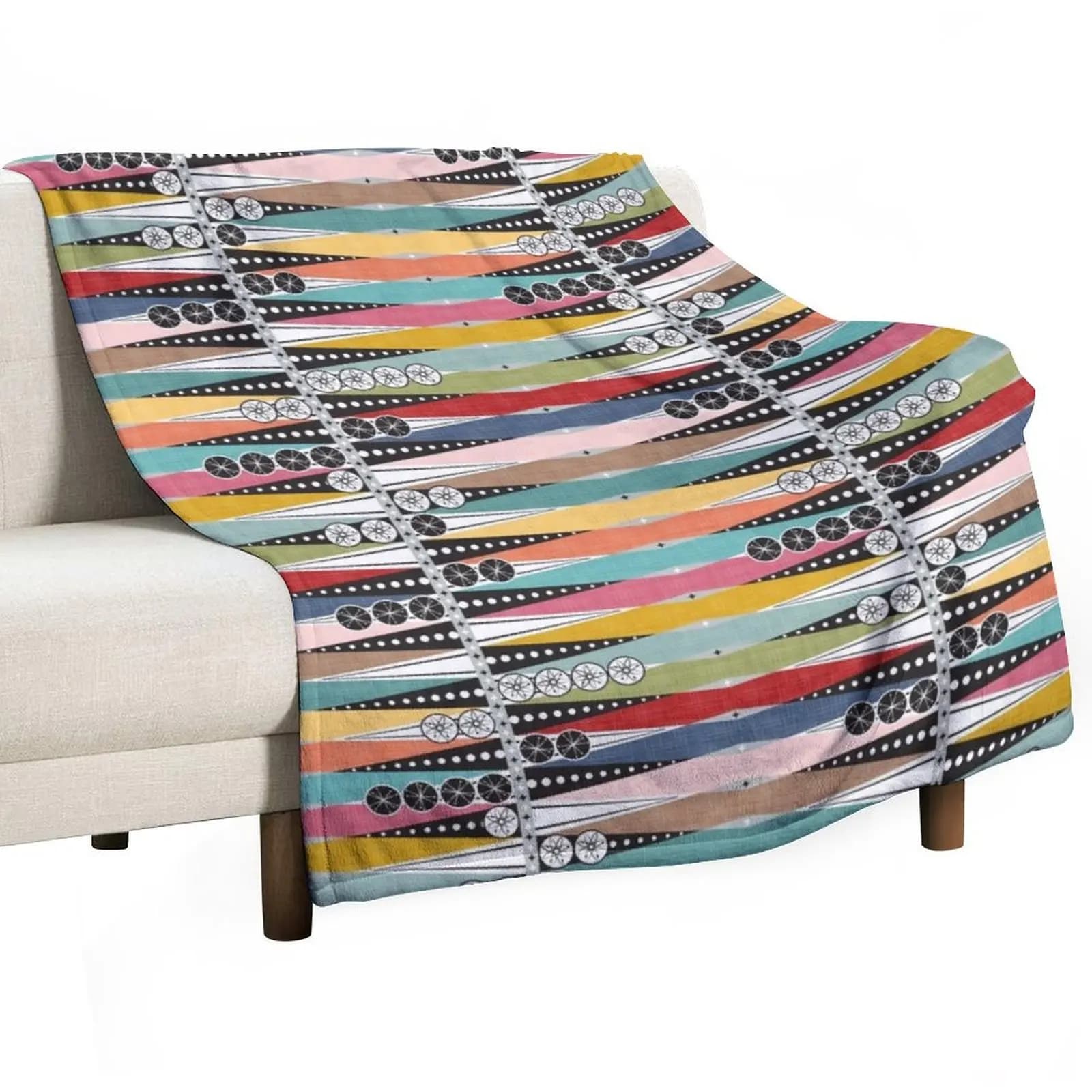 Mid Century Modern ~ Atomic Age Backgammon Throw Blanket Portable Lightweight Blanket for Travel Camping