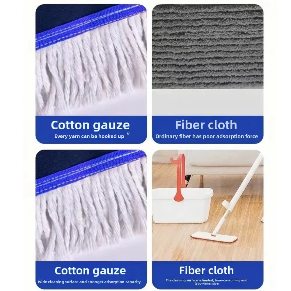 Panno di Ricambio per Mop Piatto 40/60/80/100/120cm, Testa di Mop Grande Rimovibile e Resistente in Cotone, Accessori per Mop Riutilizzabili