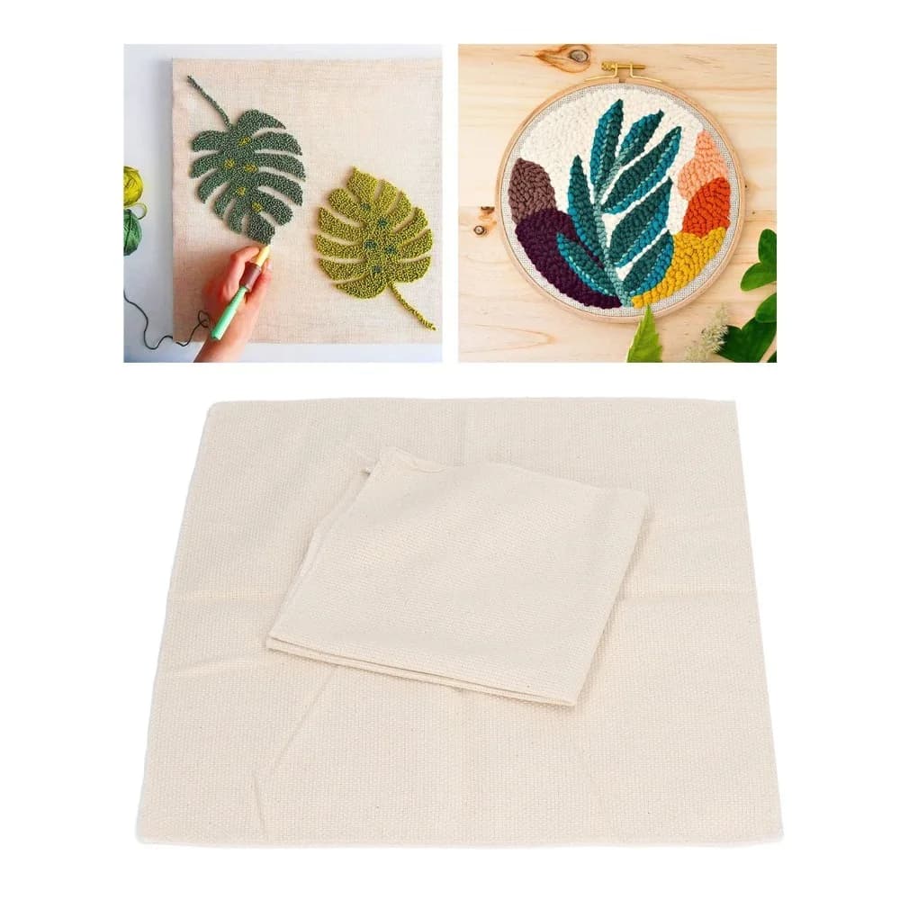 2pcs Large Size Tufting Cloth Cotton Material Overlocking Edge Punch Needle Fabric 36x34.7cm Primary Weave Embroidery Fabric