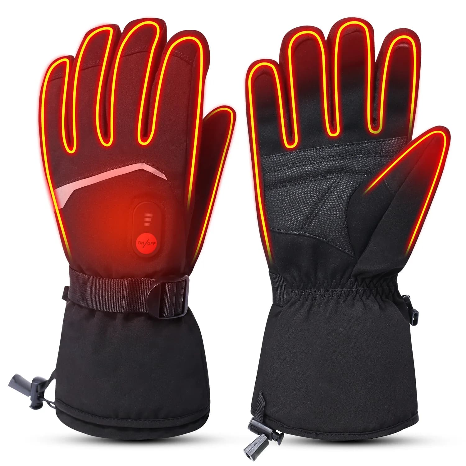 7.4V Rechargeable Heated Gloves, Electric Waterproof Touchscreen Winter Skiing Snowboarding Motorcycle Gloves for Men Women