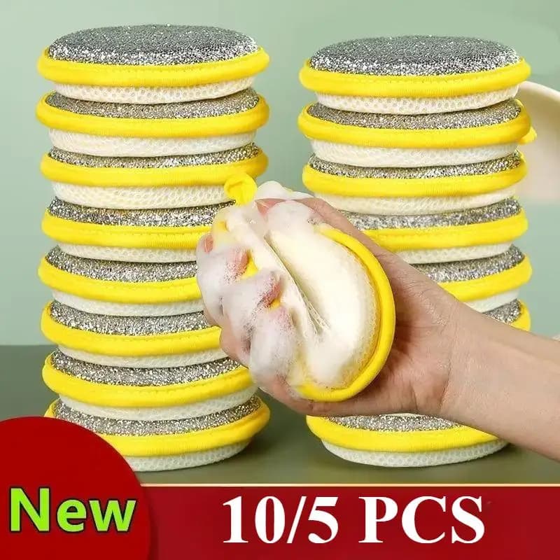 5/10 pz Double-sided Spugna per lavare i piatti Spazzola per lavare i piatti Pentola Spugna per pulizia della cucina di casa Strumento per lavare i piatti Asciugamano