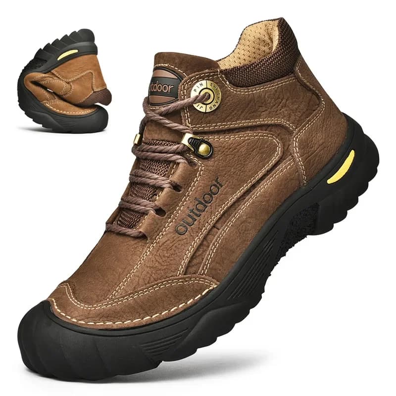 Stivali casual da uomo Stivali invernali da uomo comodi in vera pelle nera Stivali da uomo di marca di lusso di moda Stivali da trekking all'aperto di nuovo design