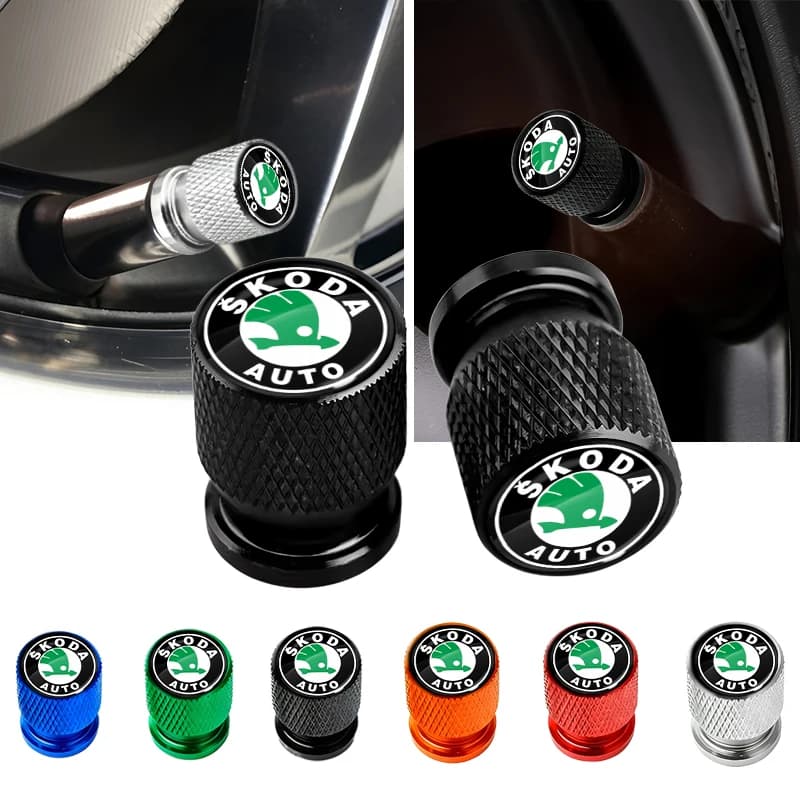 Car Tire Valve Stems Cap Aluminum Tyre Wheel Stem Air Valve Cover Airdust For Skoda Octavia Fabia Kamiq Kapoq Rapid SCALA Superb