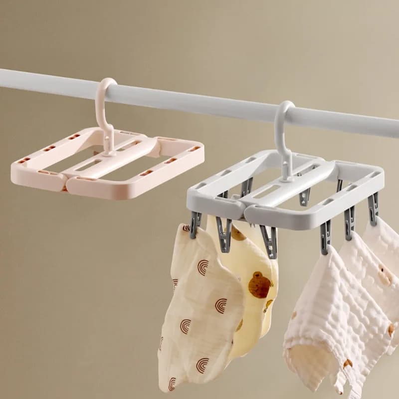 Foldable multi-hook student dormitory underwear drying rack, household multi-functional balcony clothes drying rack