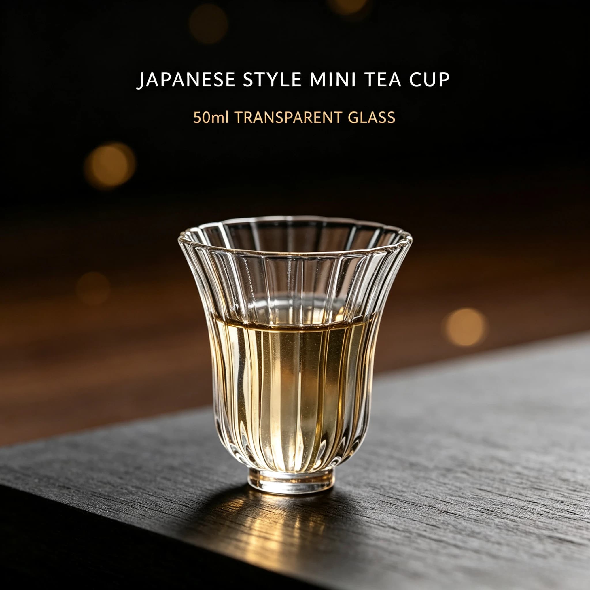 Japanese Style Mini Glass Tea Cup Floral Petal 50ml Gongfu Tea Set - Durable Heatproof Transparent Easy Clean Portable Gift