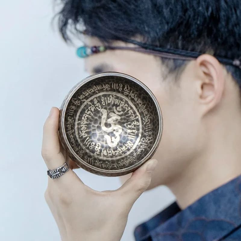 Handmade Copper Singing Bowl Portable Buddhism Tibetan Singing Bowls Nepalese Yoga Meditation Bowl Sound Healing Instruments