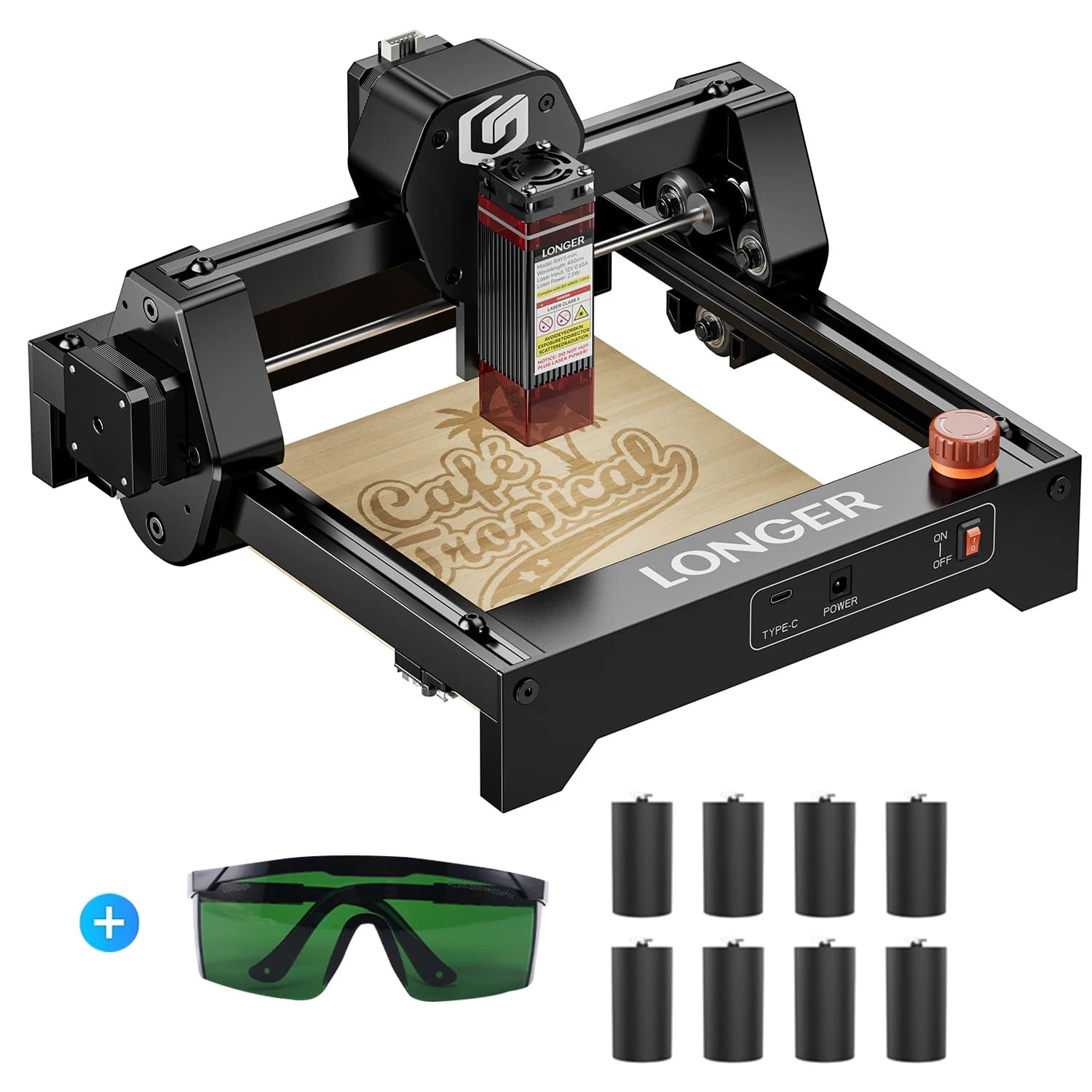 Mini macchina per incisione laser portatile RAY5 da 2,5 W + 8 strumenti Raiser + occhiali protettivi Stampante KIT CNC fai da te in legno, pelle, metallo