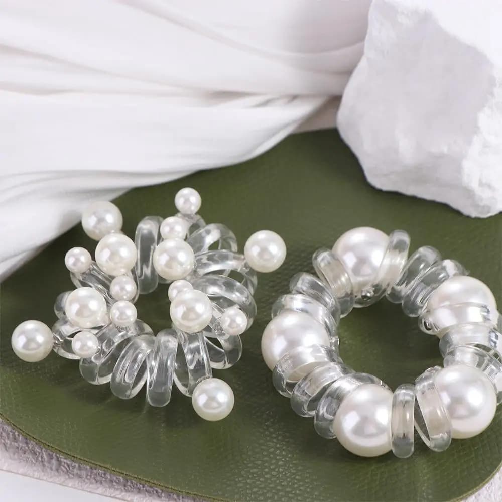 Elastico per capelli in TPU stile coreano trasparente con perle, accessorio per coda di cavallo