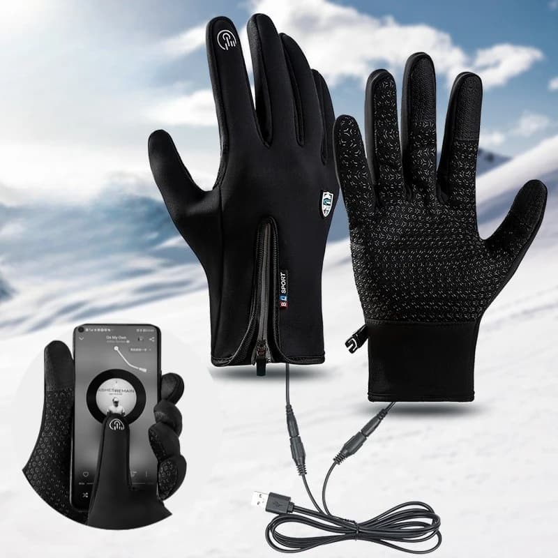 Guanti riscaldati elettrici USB Sport invernali all'aria aperta Sci Guanti caldi Guanti da ciclismo antiscivolo impermeabili Touch screen