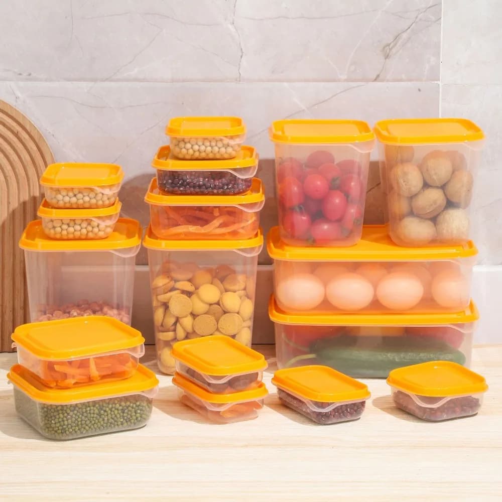 Set di 17 Contenitori Impilabili per Alimenti, Scatole in Plastica Riutilizzabili per Preparazione Pasti, Contenitori Sigillati con Coperchio per Conservazione Cibo e Snack