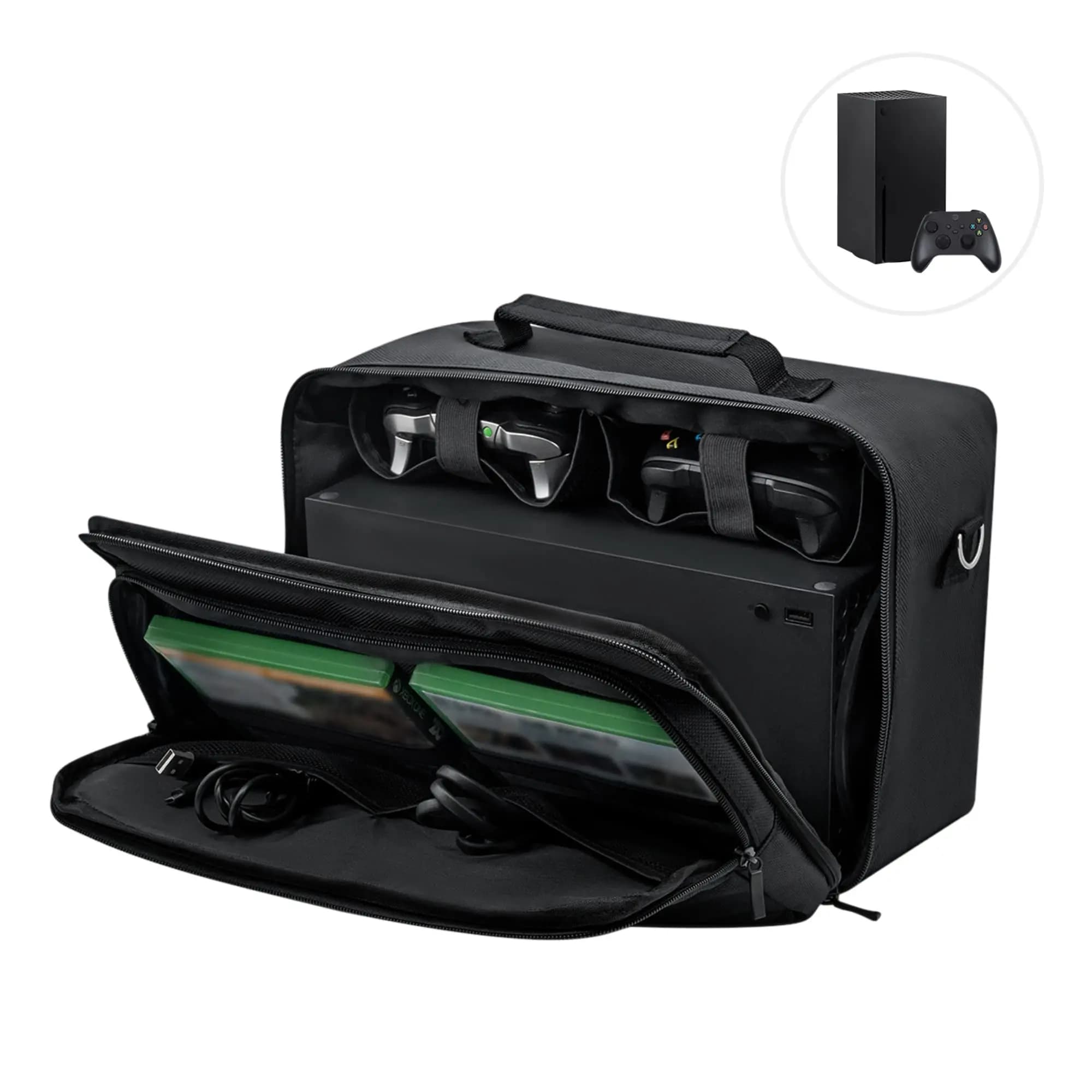 Custodia per Xbox Series X, borsa protettiva da viaggio per Xbox Series X Disc o versione digitale, controller, cavi e altri accessori