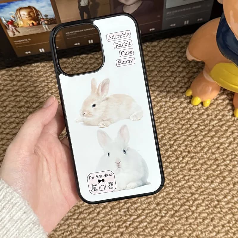 Korean Ins Cute Rabbits Designs Phone Case for iPhone 17 Pro Max 11 12 13 14 15 16 Pro Plus Air Personalized Protective Covers