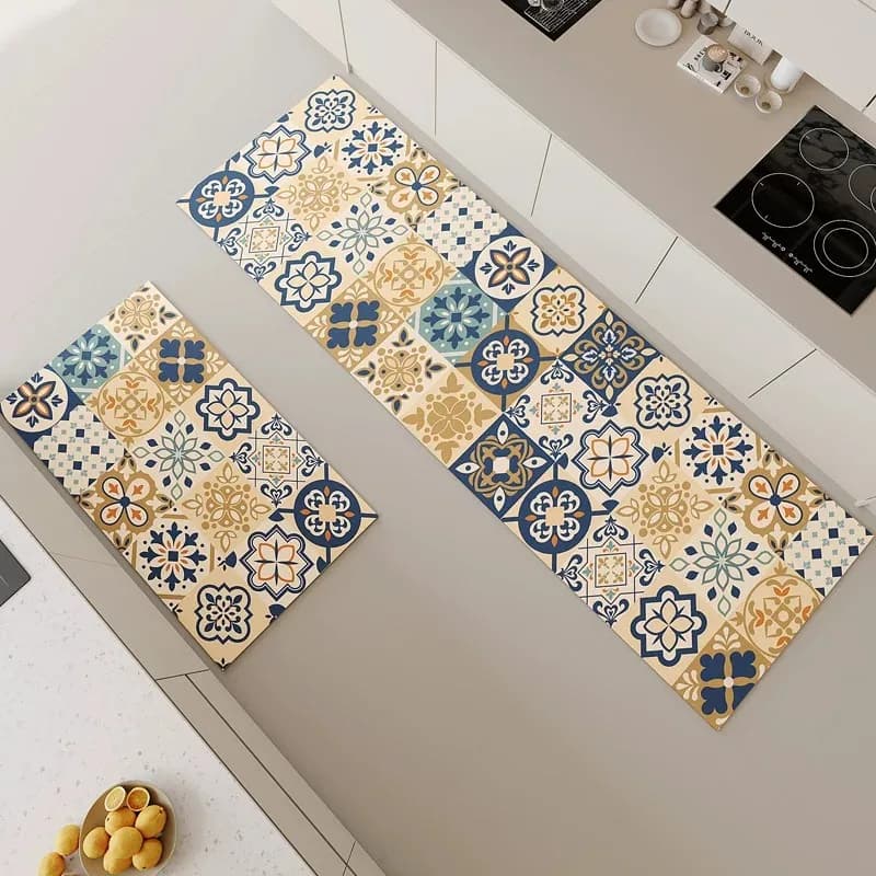 Kitchen Carpet Light Luxury Bohemian Oil-proof Dirty Resistant Easy Clean PVC Mats Non-slip Floor Mat Long Rugs Alfombra Cocina