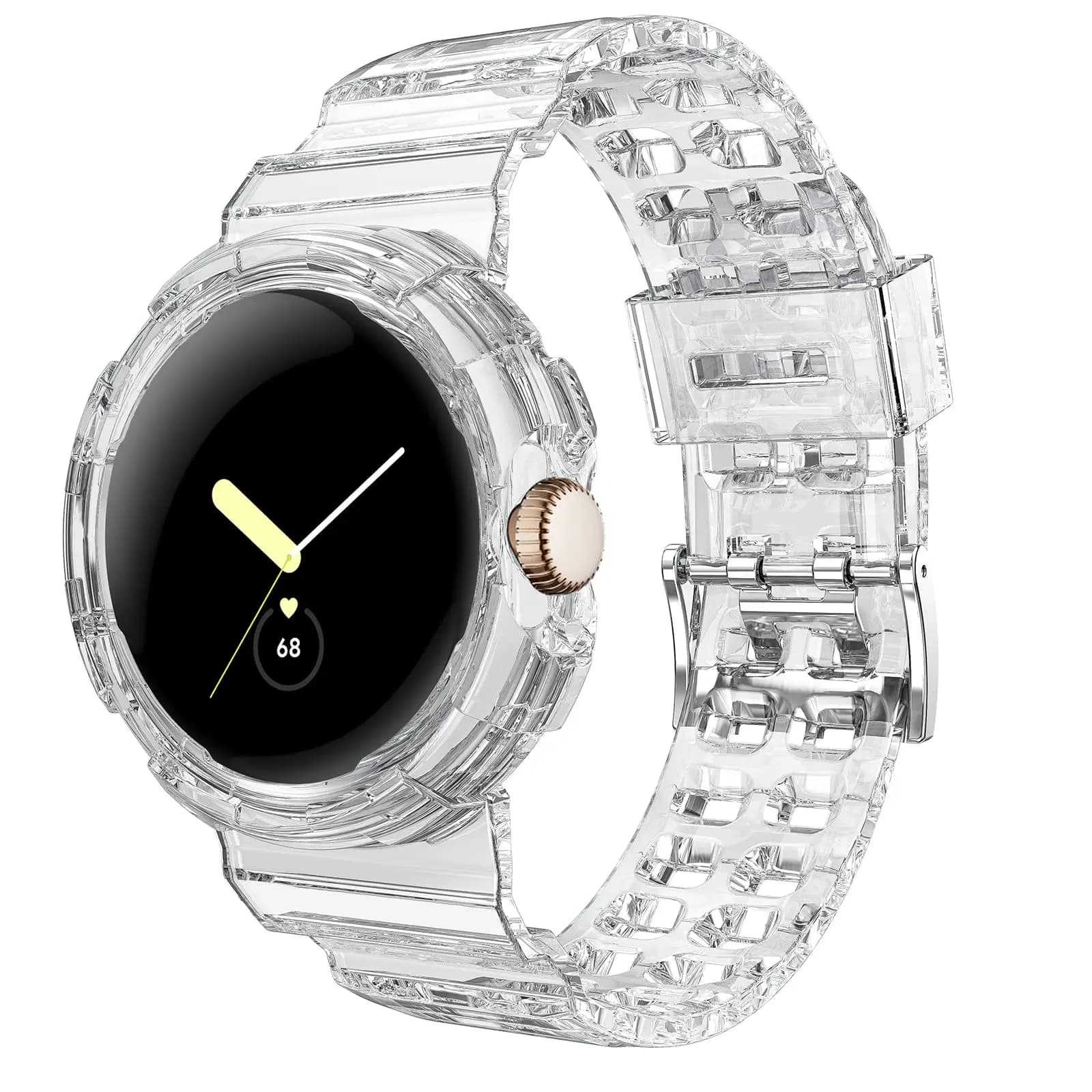 Custodia trasparente + TPU morbido per Google Pixel Watch 2 accessori per cinturini Sport Smartwatch braccialetto da polso integrato cinturino per orologio Pixel