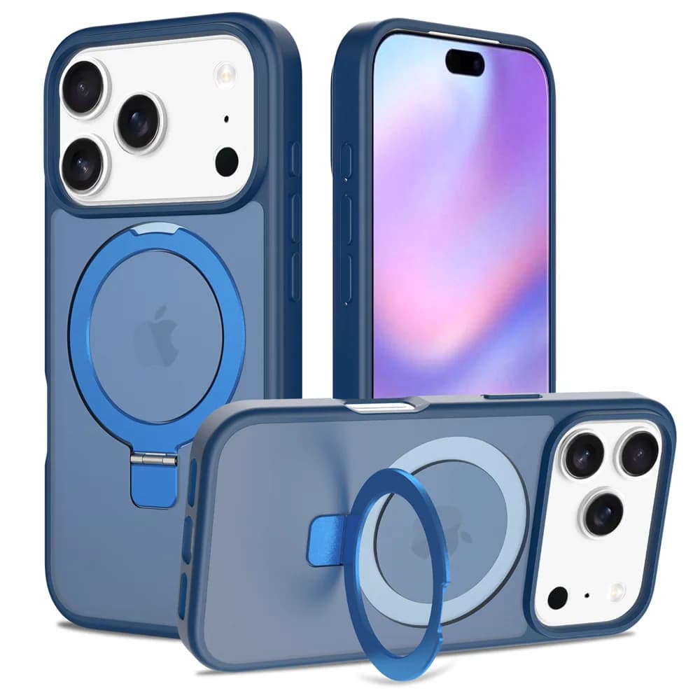 Custodia per telefono magnetica di lusso per Magsafe Fold Stand per iPhone 17 Air 16 15 Pro Max 16E 14 Plus 13 12 Cover traslucida satinata