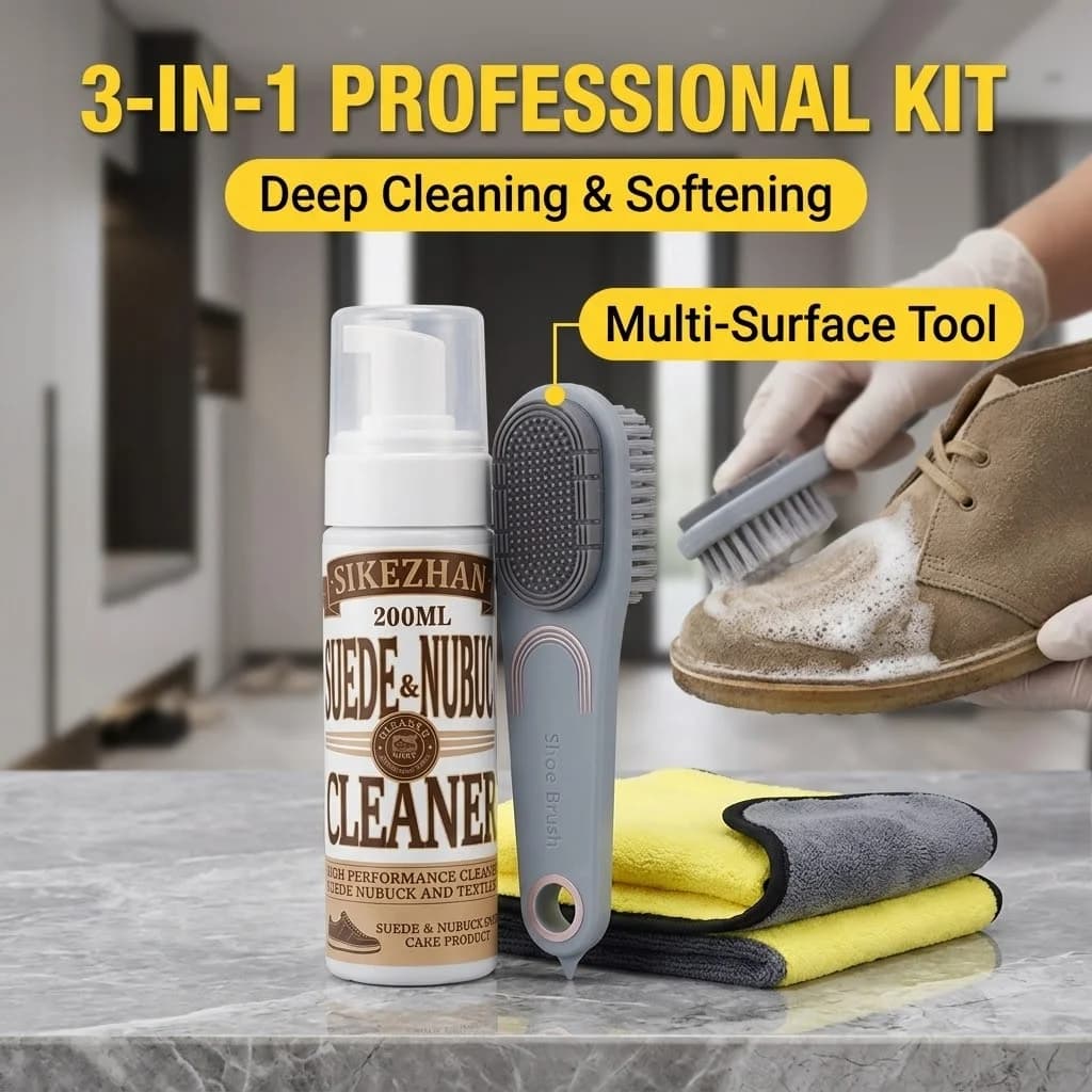 Kit di Pulizia Premium per Pelle Scamosciata e Nubuck, Detergente in Schiuma Senza Acqua, Set per la Cura delle Scarpe con Spazzola per Rimuovere le Macchie, per Sneaker in Pelle, Stivali Invernali UGG
