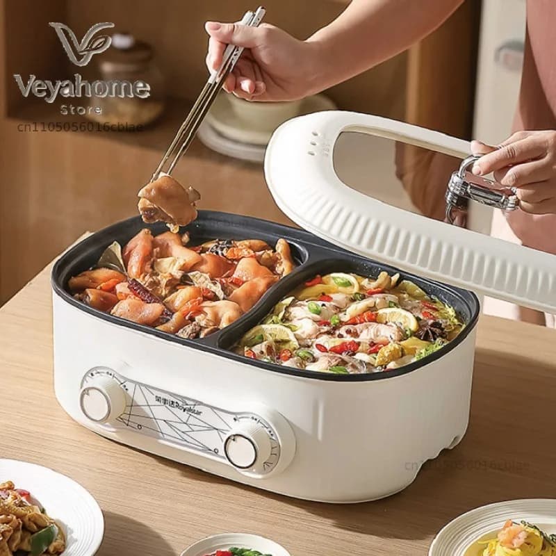 6L Double Liner Electric Hot Pot Large Capacity Non-stick Electric Frying Pan Multi-function Electric Cooking Pot Kitchen Tools