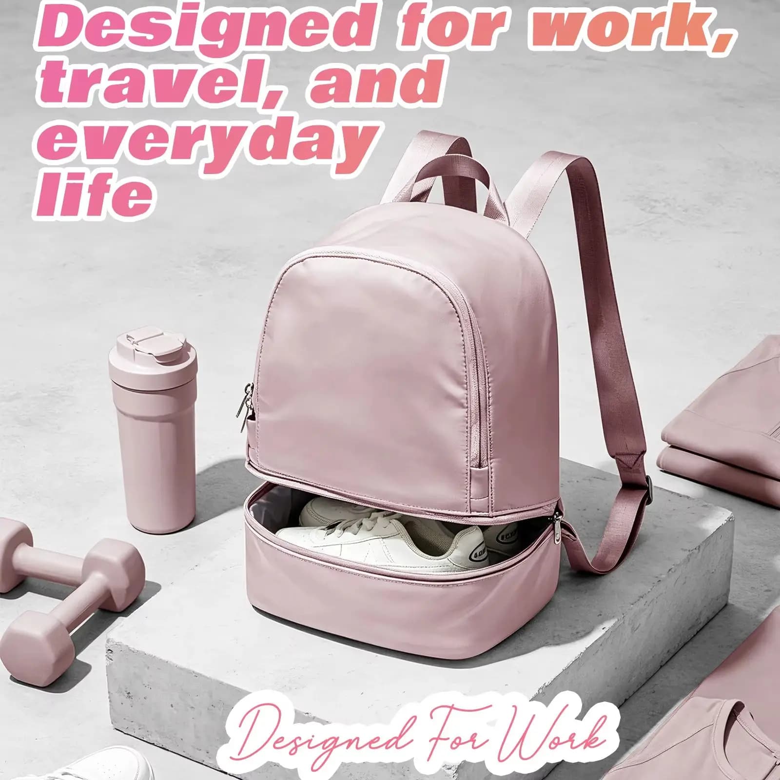 Borsa da donna, zaino sportivo piccolo con scomparto per scarpe, zaino da viaggio impermeabile, zaino da palestra per donna, borsa da viaggio
