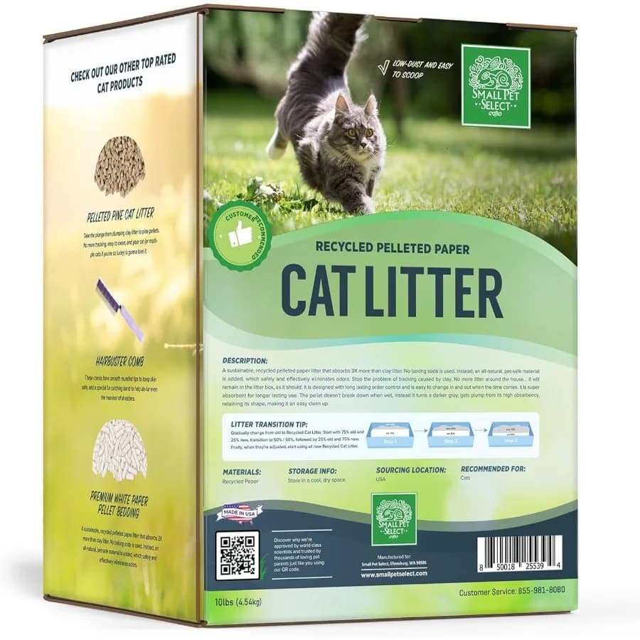 Lettiera per Gatti in Carta Riciclata Pellettizzata 10lb per Controllo Odori e Agglomerazione, Soluzione Ecologica a Basso Contenuto di Polvere e Biodegradabile