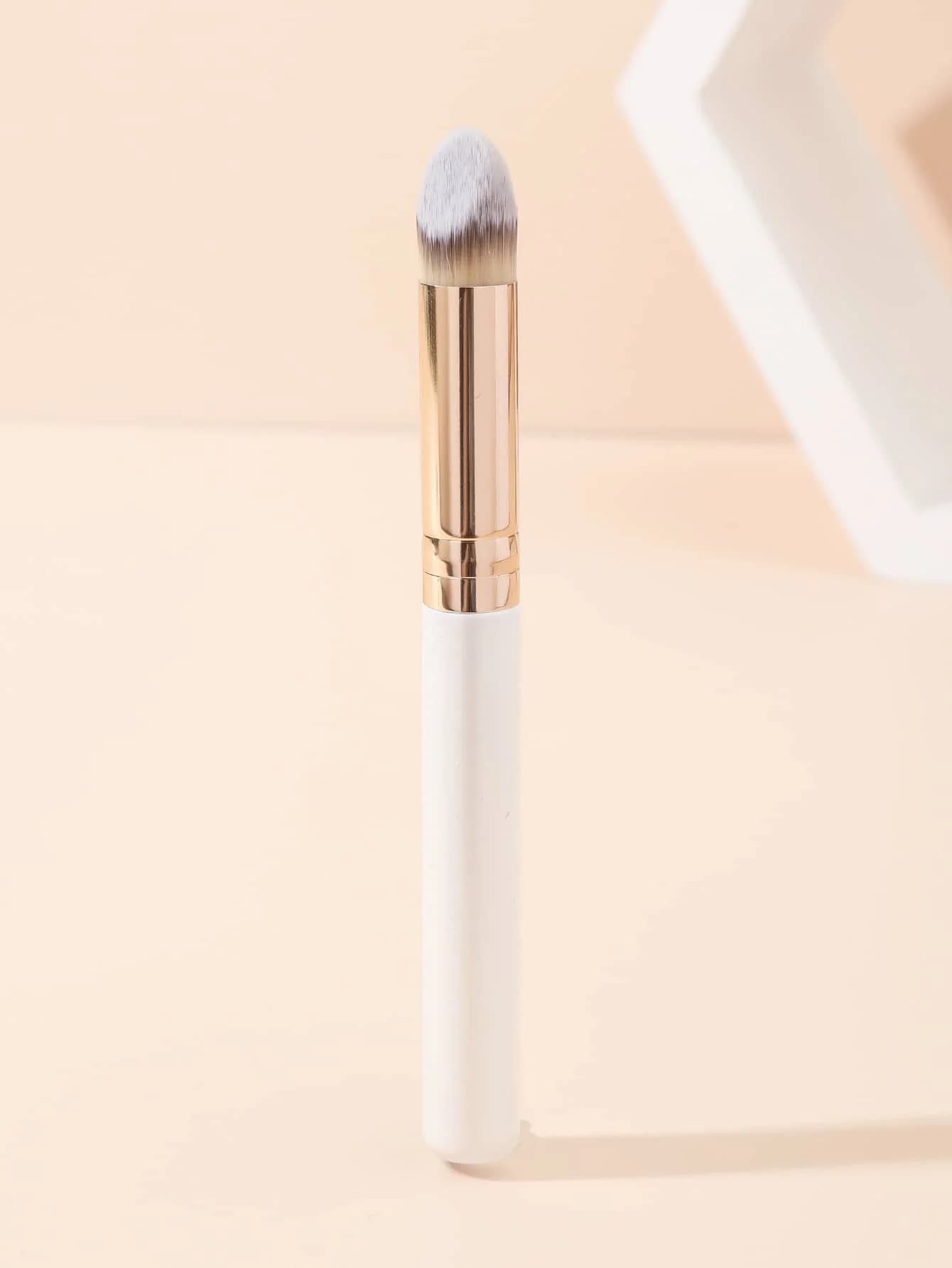 Pennello cosmetico, 1 pezzo, manico in legno bianco perlescente, pennello classico a forma di rossetto, pennello per fondotinta, pennello per trucco per uomo e donna, pennello per fondotinta, pennello per correttore, pennello per fard, pennello per contouring, pennello per bronzer, pennello per cipria, pennello per fondotinta, pennello per fard, Giveaw
