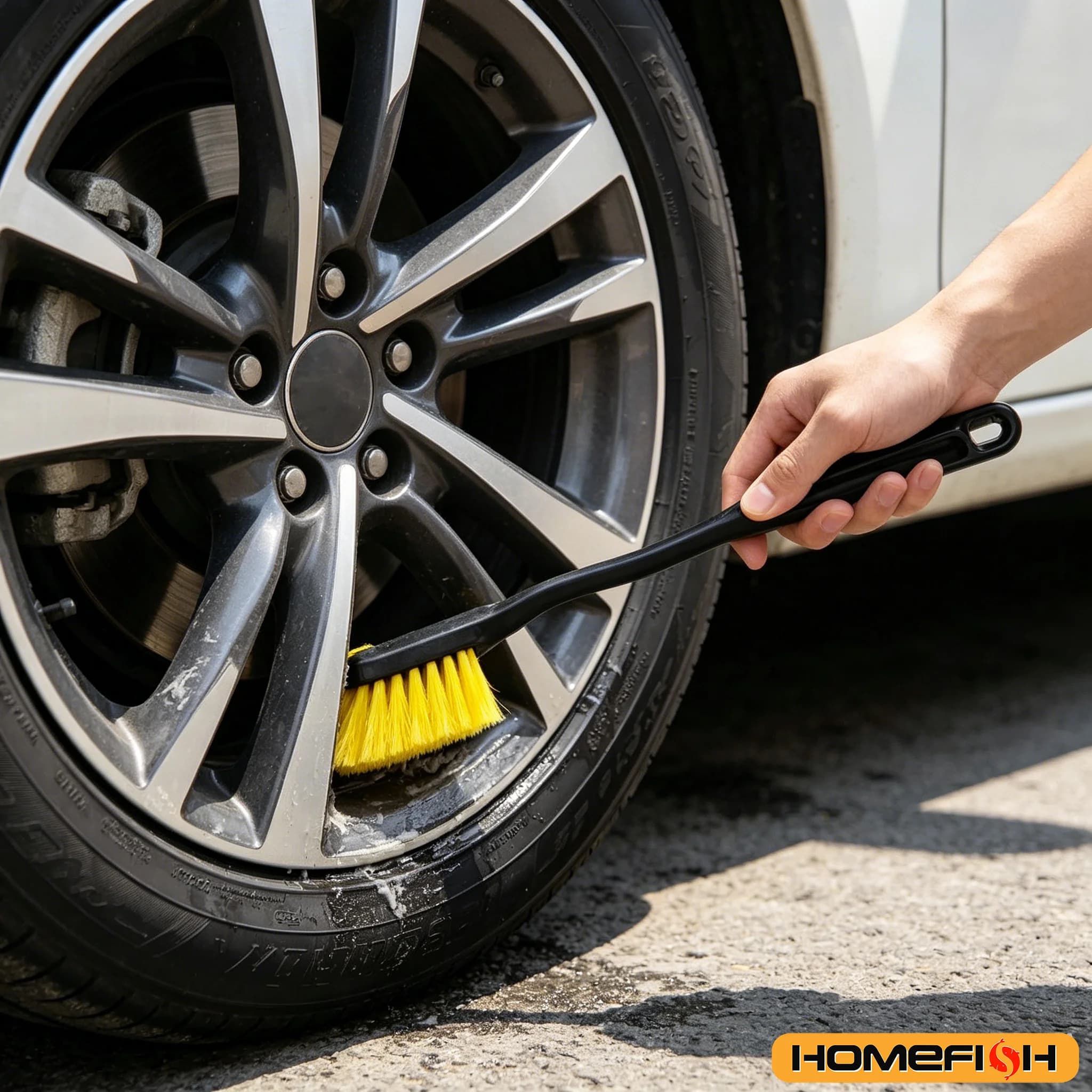 SEAMETAL Pneumatic Brushes Long Handle for Washing Wheel Hub Brushes for Car Details Clean Brushes Tool Accessories