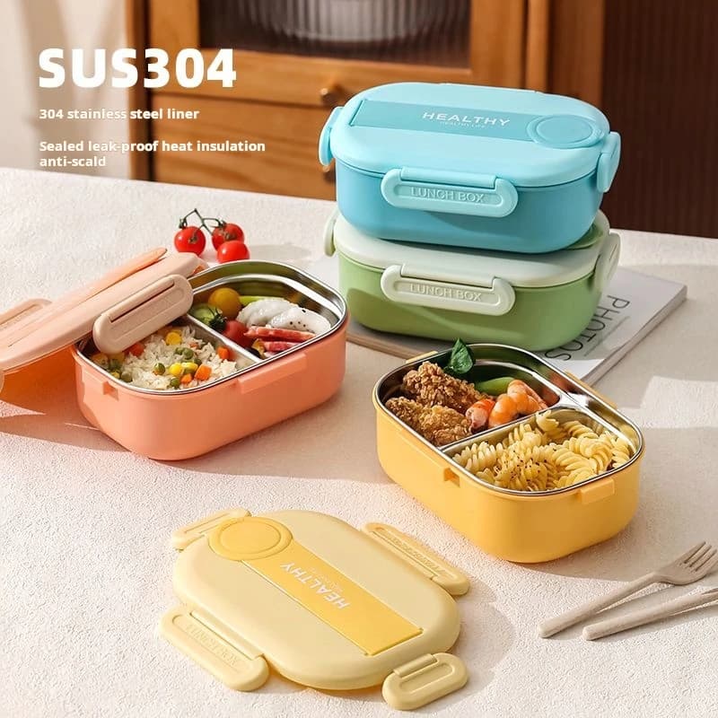 Scatola per il pranzo isolata in acciaio inossidabile 304 per impiegati Scatola per il pranzo portatile sigillata per studenti Set di scatole Bento commerciali per bambini