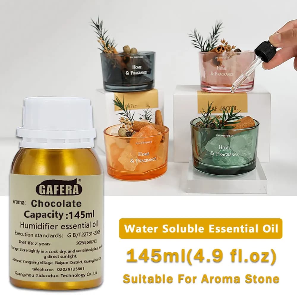GAFERA 145ml (4.9 fl.oz) Olio Essenziale al Cioccolato/Salvia e Sale Marino/Fiore di Gardenia - Per Pietra Aromatica, Umidificatore e Diffusore in Legno