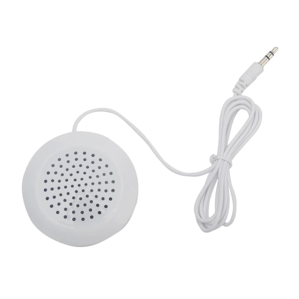 Mini altoparlante per cuscino cablato con jack da 3,5 mm per lettore CD MP3 MP4 Radio per telefono portatile Sport all'aria aperta Audio stereo universale bianco