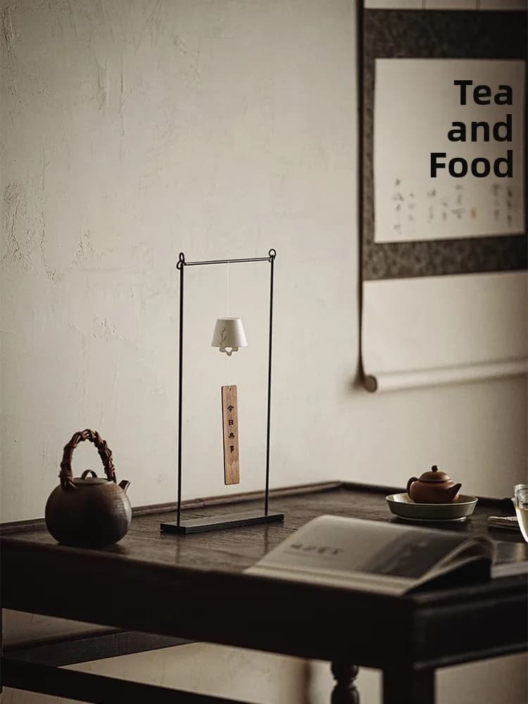 New Chinese Style Iron Art Wind Chimes Decorative Hanging Ornament for Tea Space Folk Inn Zen Style Glass Wind Chimes Holder