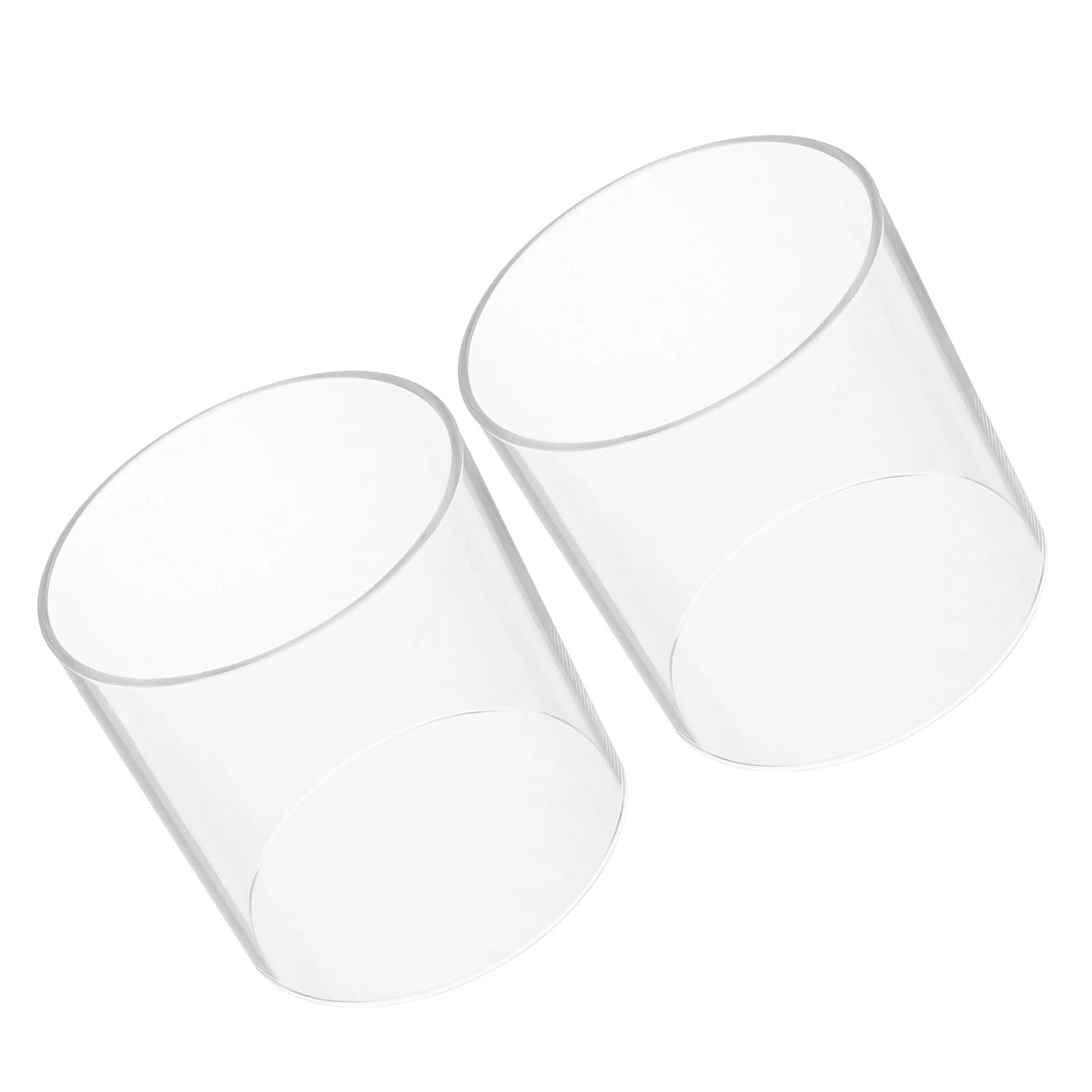 2 Pieces Glass Portalumino Transparent Cylinder, Windproof, Without Bottom, for Candles and lamps, for Living