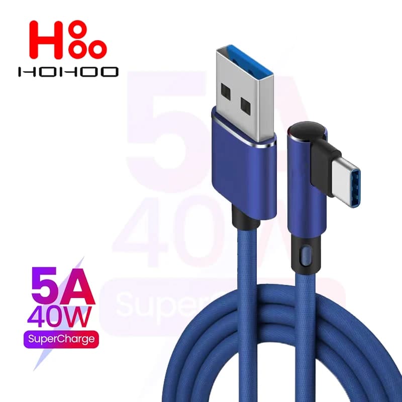 5A 45W Tipo C Cavo di Ricarica Rapida USB per xiaomi 14 13 12 11 10 pro redmi k60 50 40 pro huawei P70 60 40 Pro mate 60 50 40 Pro OPPO VIVO POCO OnePlus 90 gradi angolo retto cavo caricabatterie da gioco a gomito