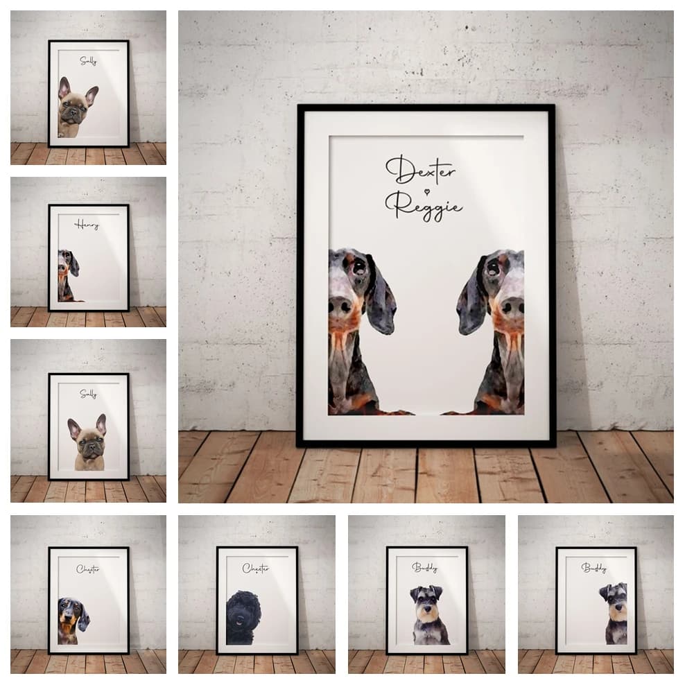 Black Cockapoo salsiccia Schnauzer Dog Poster Art Print Home Decor Poster da parete per soggiorno regalo Pet Portrait Canvas Painting