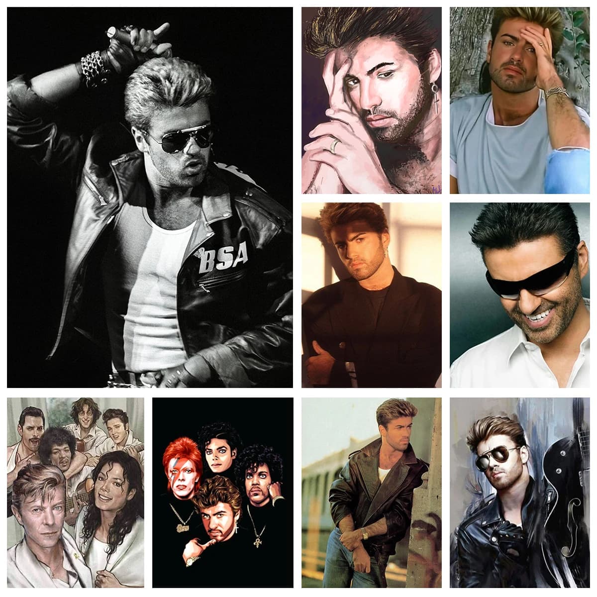 Per George Michael Kit di pittura diamante rotondo Cantante rock 5D Diamante Ricamo Arte Regalo per adulti Mosaico Pittura a olio Room Decor