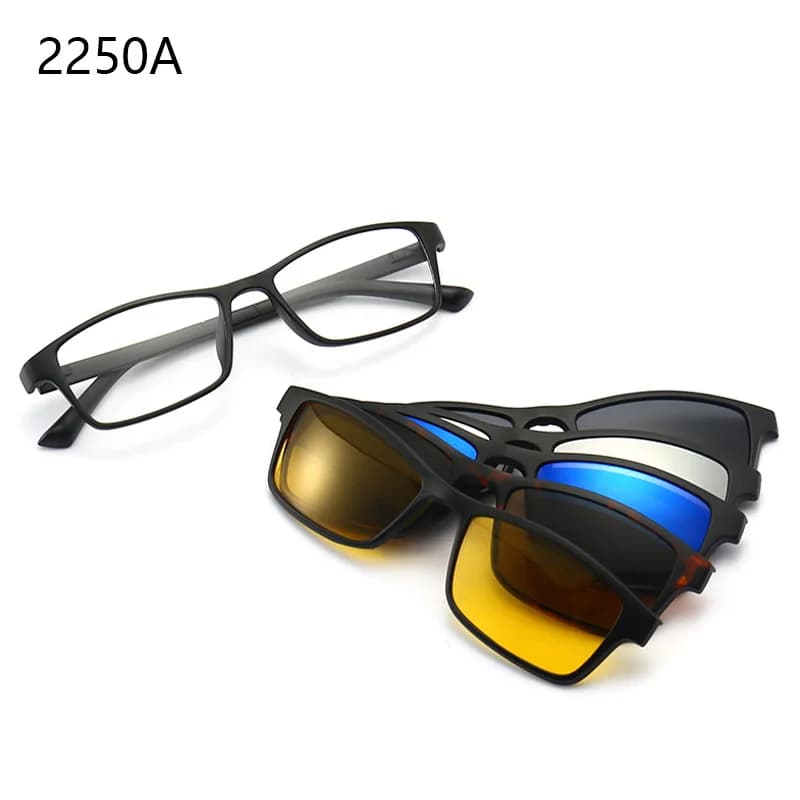 Set di montature quadrate magnetiche 2 IN 1 2250A Occhiali da sole colorati multi-len a specchio magnetici