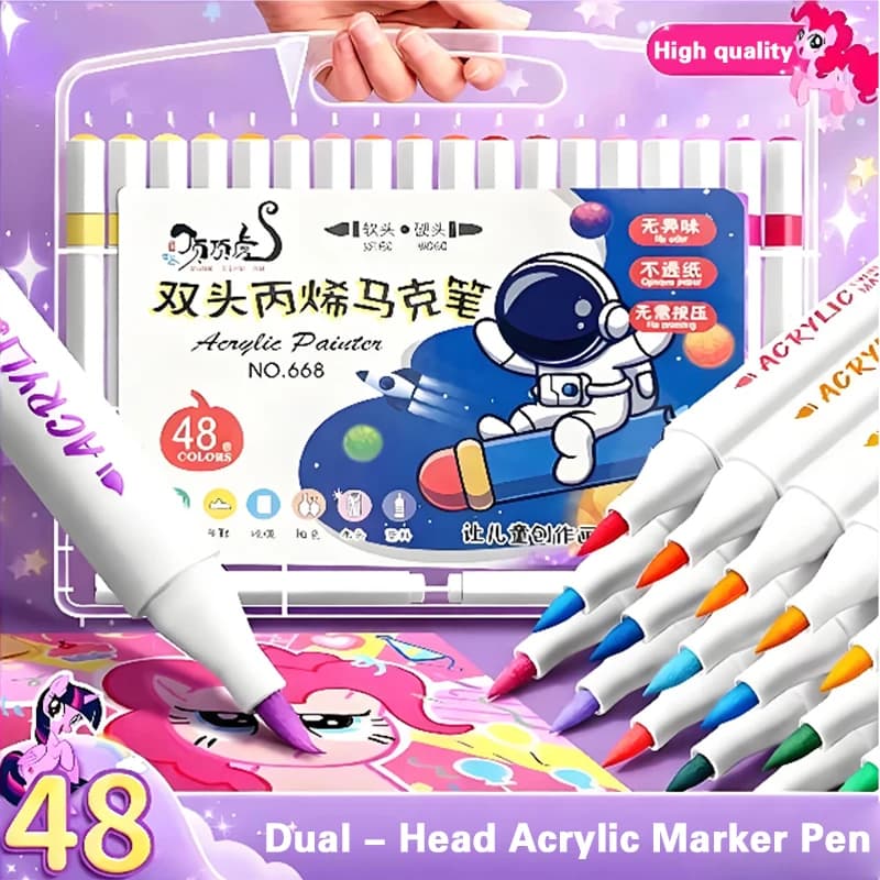 Pennarelli Acquerellabili a Doppia Punta Vibranti – Set Artistico per Disegno e Artigianato, Corpo in Plastica Resistente, Regalo di Natale