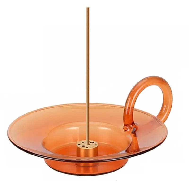 AEE2-Glass Incense Holder Brass Nine-Hole Incense Stick Holder With Glass Ash Catcher Incense Burner For Meditation Yoga Spa