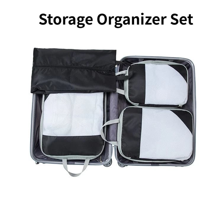 Set di 4 Cubi di Compressione per Viaggio con Borsa per Scarpe, Organizzatore per Valigie Leggero e Portatile